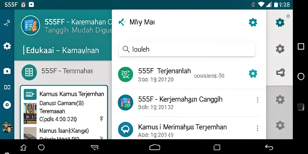 Antarmuka aplikasi 555F yang mudah digunakan untuk Kamus Terjemahan.