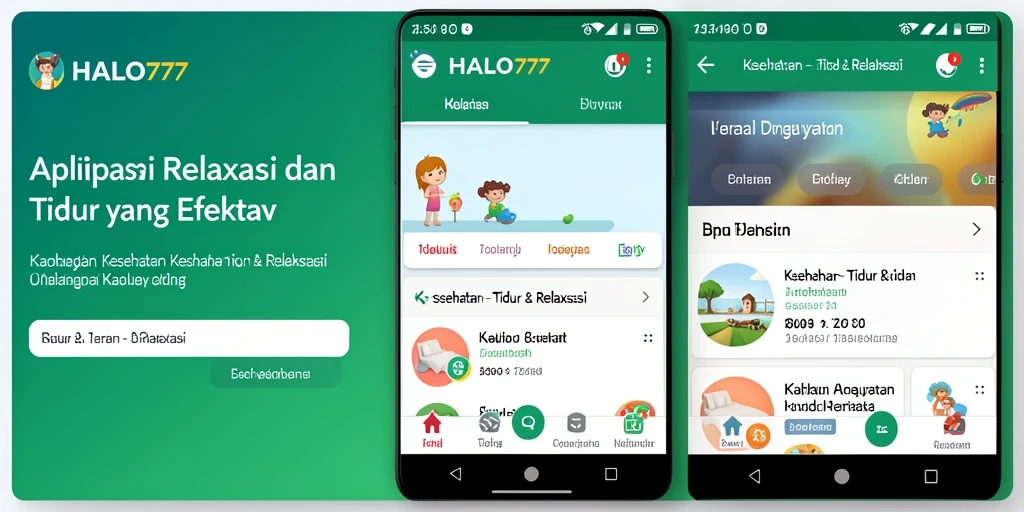 Antarmuka aplikasi HALO777 yang menenangkan untuk relaksasi dan tidur.